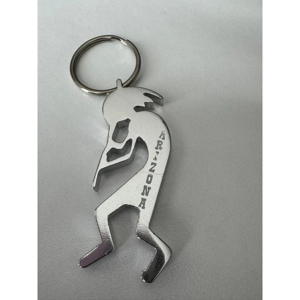 Arizona Kokopelli‎ Keychain Silver Tone Metal Flute Player Southwest Souvenir